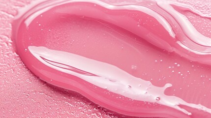Closeup of pink cosmetic gel texture with bubbles