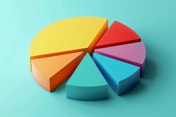 Obraz premium Colorful 3D Pie Chart Illustration for Business Data Analysis
