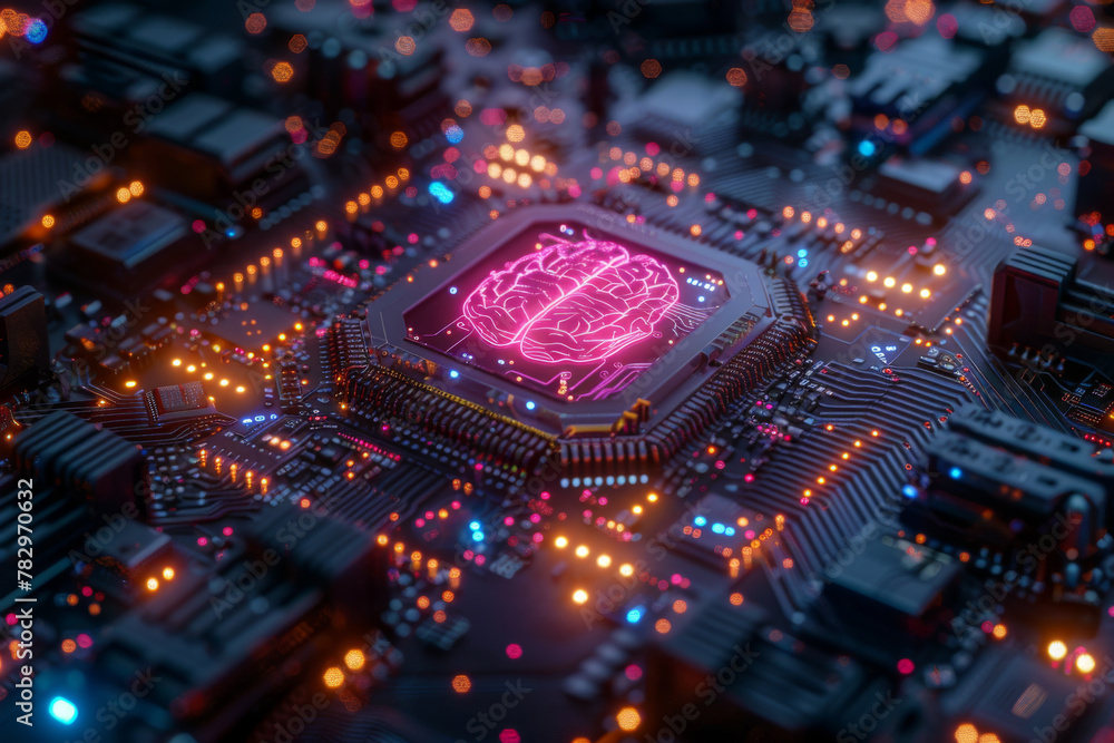 Aufkleber high technology cpu brain central of neural networking, motherboard artificial intelligence electron