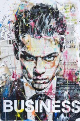 Obraz premium graffiti style business poster with business person in the middle
