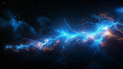 Lightning modern illustration, blue on black.
