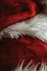 A detailed view of a red and white blanket, suitable for various cozy and home-related concepts