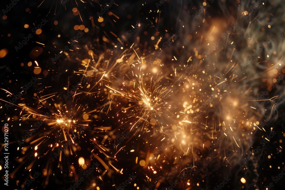 Poster a close-up view of a vibrant firework exploding in the dark. perfect for celebrating special occasio