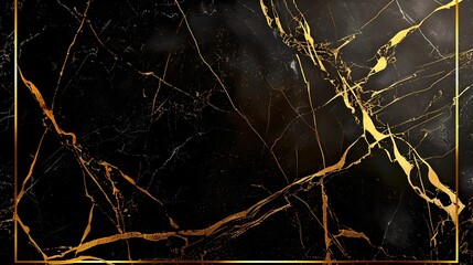 Elegant black marble texture with golden veins, luxury background design. Ideal for modern chic wallpapers and stylish surfaces. Image generated by AI. - obrazy, fototapety, plakaty