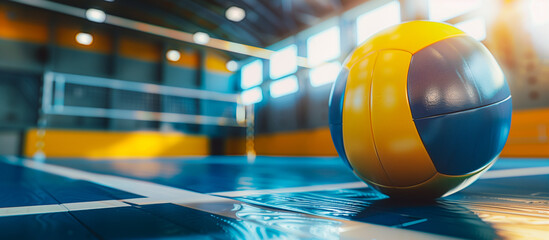 volleyball in blur modern court concept background