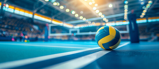 volleyball in blur modern court concept background