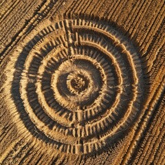 An aerial image of a crop circle