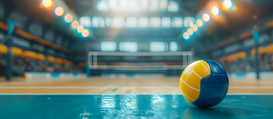 volleyball in blur modern court concept background