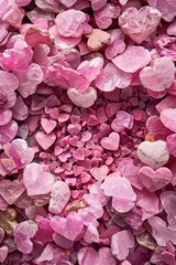 A close up view of a pile of pink rocks. Perfect for backgrounds or texture images - obrazy, fototapety, plakaty