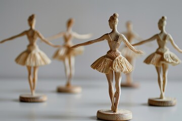 Group of wooden ballerina figurines, perfect for dance studio promotions