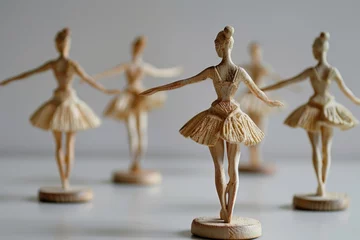 Store enrouleur École de danse Group of wooden ballerina figurines, perfect for dance studio promotions
