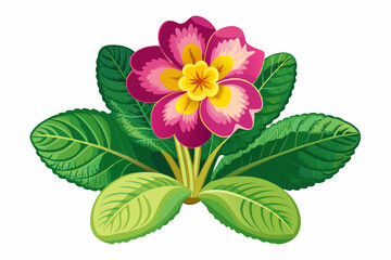  Spring Primula varies on vector illustration