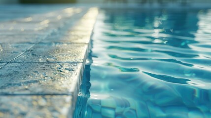 Detailed view of the edge of a swimming pool, ideal for architectural and design projects - obrazy, fototapety, plakaty