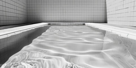 Black and white photo of a swimming pool, suitable for various design projects