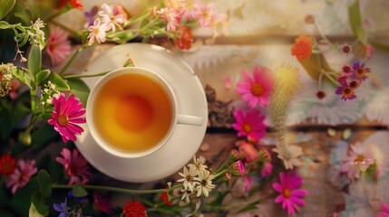 Obraz na płótnie Canvas A cup of tea resting on a table, suitable for various uses