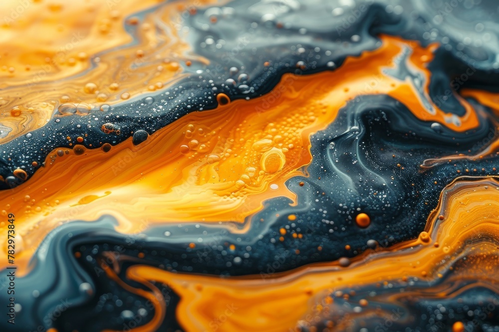 Poster this image captures the intricate details of fluid art, showcasing a dynamic interplay of orange and