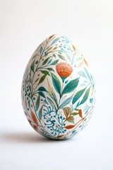 Colorful painted egg on a plain white background. Perfect for Easter designs
