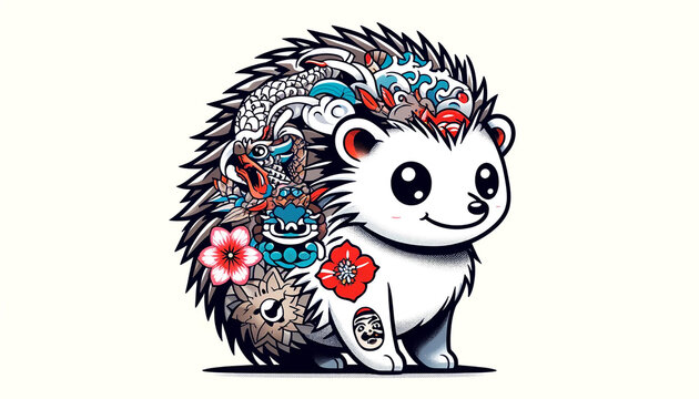 タトゥーの入ったハリネズミ | Hedgehog with tattoos | Generative Ai