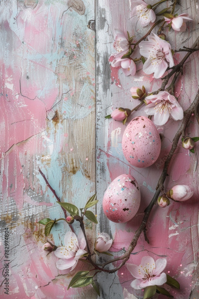 Poster close up of eggs on a branch. perfect for nature themes