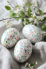 beautiful easter eggs with flowers