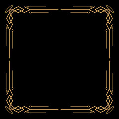 Art deco frame. Artwork graphic pattern. Creative template of wedding invitation background. Vintage retro style banner or label design.  design object