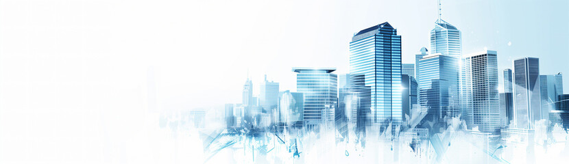 Real Estate internet banner with buildings and copyspace, professional and modern graphic