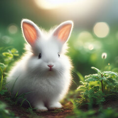 풀밭 위의 토끼 (a rabbit on the grass) - obrazy, fototapety, plakaty