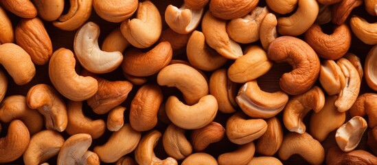 Single cashew surrounded by cashew nuts