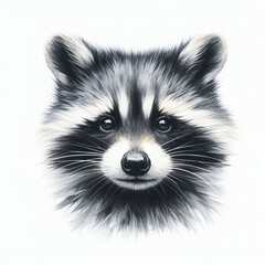 Obraz premium 흰배경의 라쿤 얼굴 (a raccoon face against a white background)