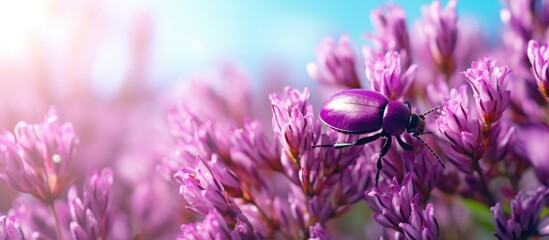 Purple flower beetle under bright day