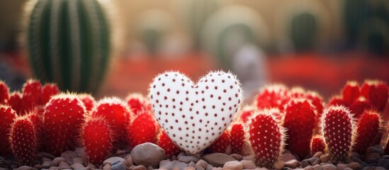 Cactus plant with heart-shaped white center