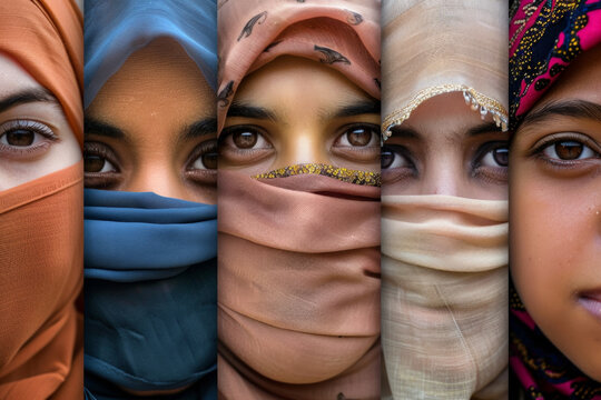 Islam Women from different ethnic, wearing hijab