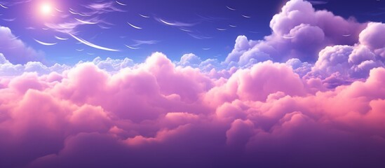 Sunlit view above clouds - obrazy, fototapety, plakaty