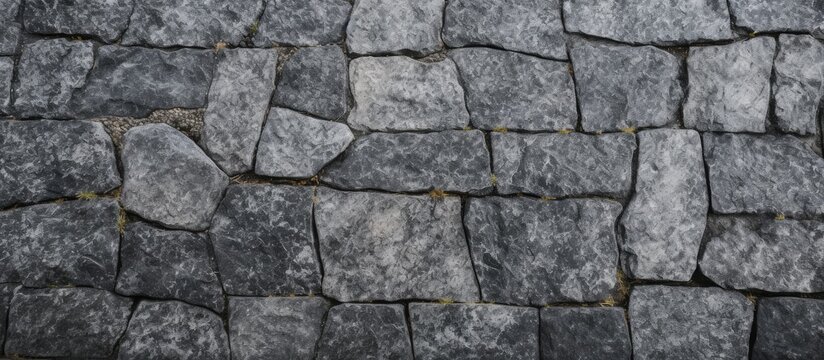 Close-up Stone Wall Black White Photo