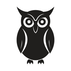 A silhouette owl black and white logo vector clip art