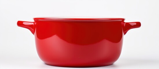 Red cooking pot on white background