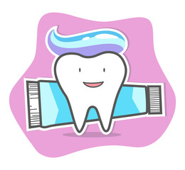 Teeth care and hygiene concept. Healthy happy teeth.  illustration