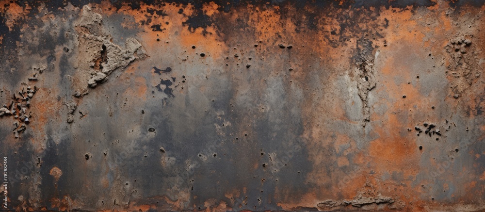 Poster rusted metal surface with decay and openings