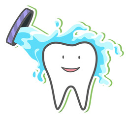 Teeth care and hygiene concept. Healthy happy teeth.  illustration