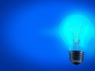 Lightbulb, energy and electricity in studio for idea with mockup space for inspiration, solution or...