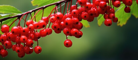 Red berries clustered on a tree - Powered by Adobe