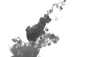 Black color-ink dye melt on white background,Abstract smoke pattern,Colored liquid dye,Splash paint