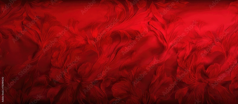 Poster red abstract wavy lines pattern