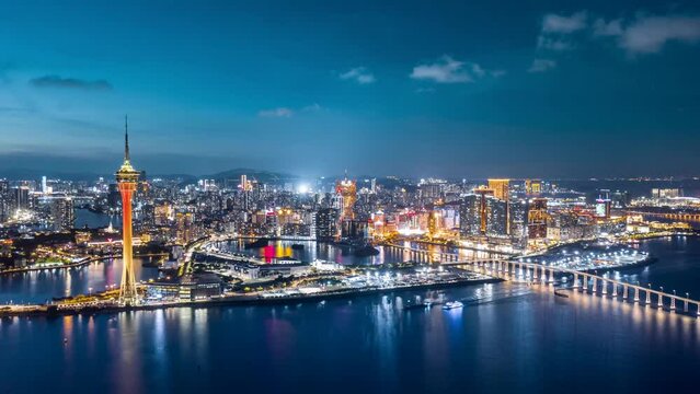 Urban scenery of Macau Peninsula, China. Aerial view