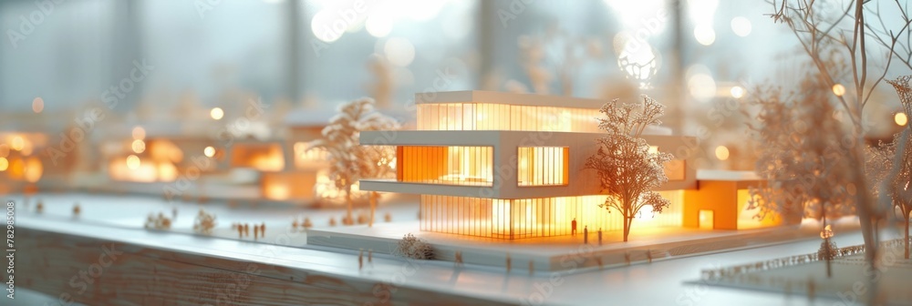 Poster architectural models providing a tangible glimpse of future buildings with innovative design and sus