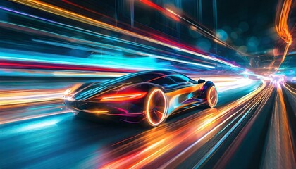 Fototapeta premium Journey Through Time: Hyperlapse Exploration of Nighttime Transportation