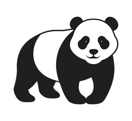 A silhouette panda black and white logo vector clip art