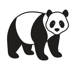 A silhouette panda black and white logo vector clip art