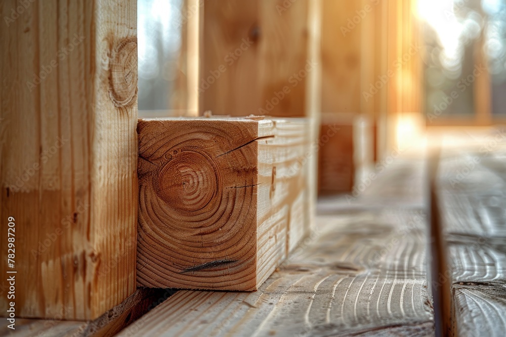 Poster detailed image showcasing the intricate patterns and textures of cut wooden logs in a lumberyard