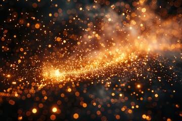A depiction of an abstract concept featuring a brilliant burst of golden sparks conveying energy and celebration - obrazy, fototapety, plakaty